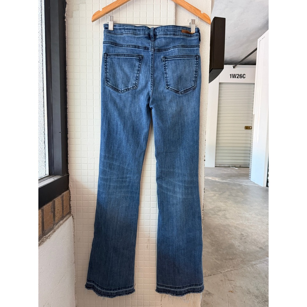 Pilcro Anthropologie‎ High Rise Bootcut Kick Flare Jeans Side Button Hem Blue 27 - Picture 5 of 9